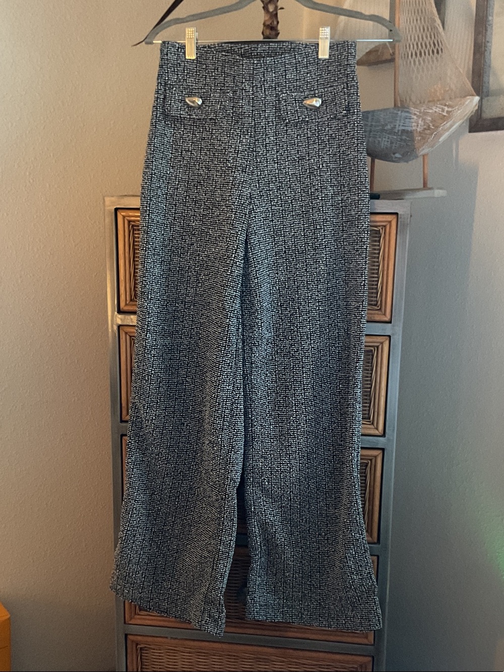 Haute Monde Black & White Textured Wide Leg Pants
